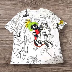 Space Jam Marvin The Martian Referee & Friends Shirt Vtg 90s Looney Tunes Mens L